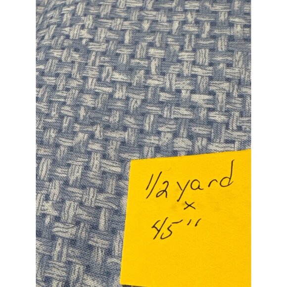 Benartex Cotton Screen Print Fabric Blue & White Basketweave Pattern 1/2 yard x - Picture 5 of 6